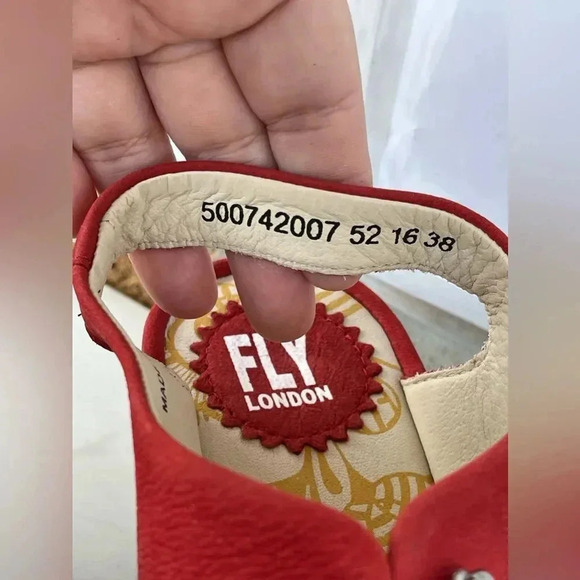 COPY - Fly London Ylfa Scarlet Red Leather Lace sandals size 8 - Picture 4 of 14